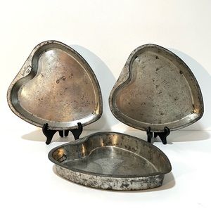 Set of 3 - Vintage Bake King Heart Shaped Baking Pans